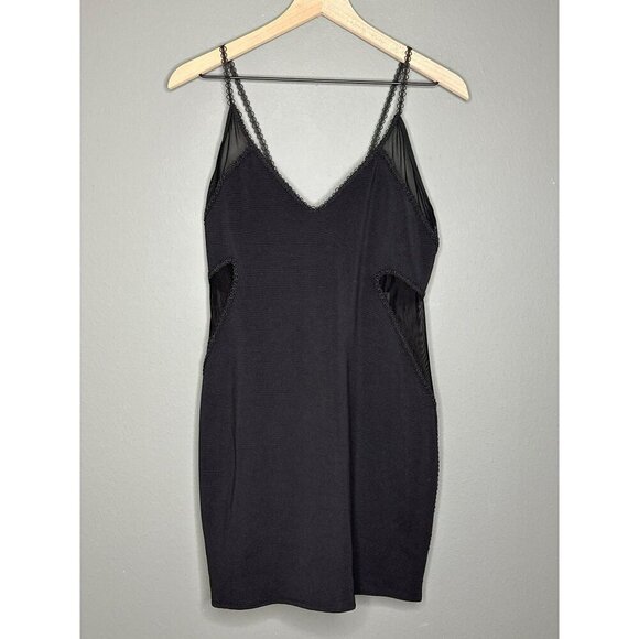 Topshop Women's 8 Mesh Cut Out Stretchy Little Black Bodycon Dress NWT - Picture 1 of 15